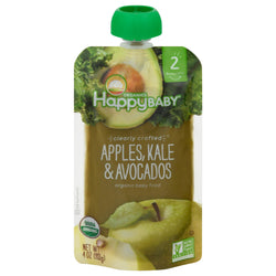 Happy Baby Organic Stage 2 Clearly Crafted Apples, Kale & Avocados - 4 OZ 16 Pack