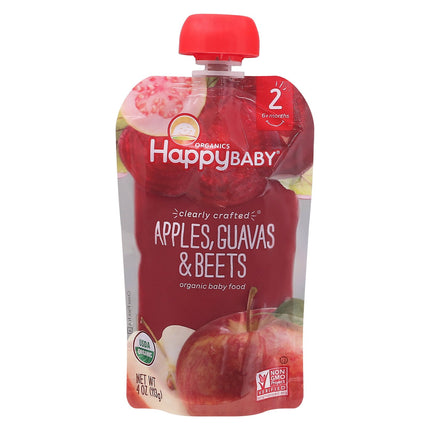 Happy Baby Organic Stage 2 Clearly Crafted Apples, Guavas & Beets - 4 OZ 16 Pack