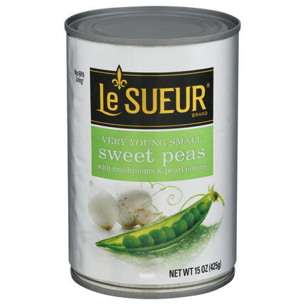 Le Sueur Very Young Small Sweet Peas With Mushrooms & Pearl Onions - 15 OZ 12 Pack