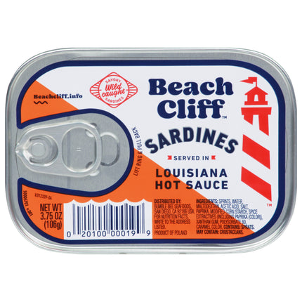Beach Cliff Sardines In Louisiana Hot Sauce - 3.75 OZ 12 Pack
