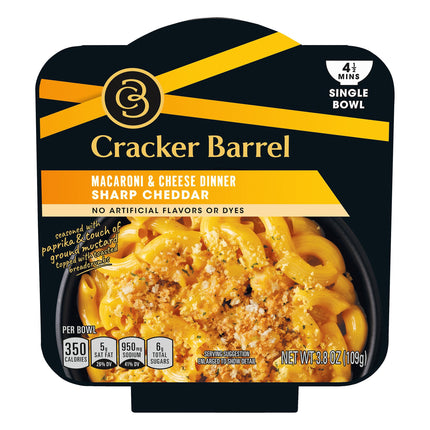 Cracker Barrel Macaroni & Cheese Sharp Cheddar Bowl - 3.8 OZ 6 Pack