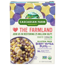 Cascadian Farm Organic Berry Vanilla Puffs Cereal - 10.25 OZ 12 Pack