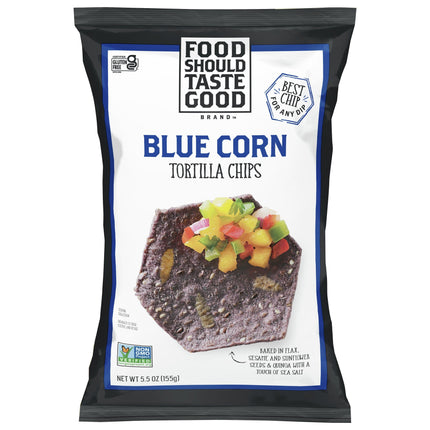 Food Should Taste Good Gluten Free Blue Corn Tortilla Chip - 5.5 OZ 12 Pack