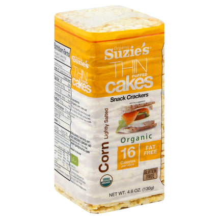 Suzie's Gluten Free Fat Free Corn Lightly Salted Thin Puffed Cakes - 4.6 OZ 12 Pack