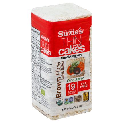 Suzie's Gluten Free Fat Free Brown Rice Lightly Salted Thin Puffed Cakes - 4.9 OZ 12 Pack