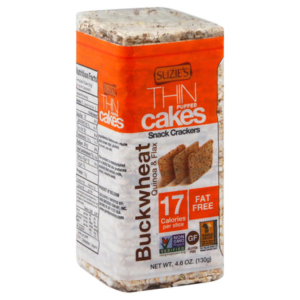 Suzie's Gluten Free Fat Free Buckwheat Quinoa & Flax Thin Puffed Cakes - 4.6 OZ 12 Pack
