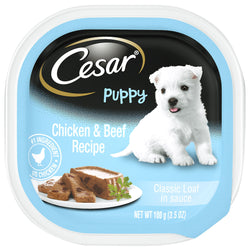 Cesar Dog Food Can Puppy Chicken & Beef In Meaty Juices - 3.5 OZ 24 Pack