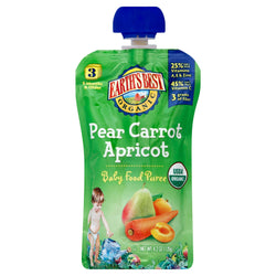 Earth's Best Organic Stage 3 Puree Pear Carrot Apricot - 4.2 OZ 12 Pack
