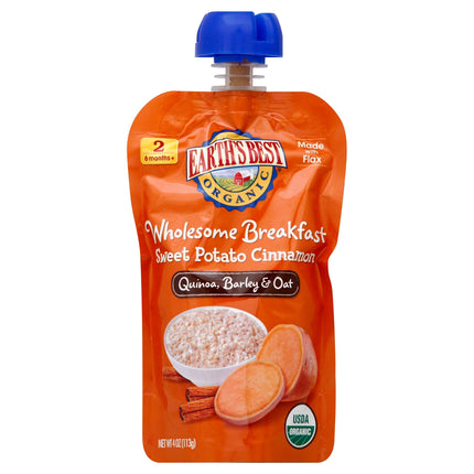 Earth's Best Organic Breakfast Sweet Potato Cinnamon Quinoa Barley & Oat - 4 OZ 12 Pack