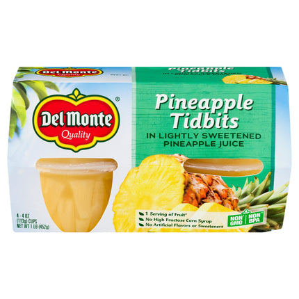 Del Monte Fruit Cups Pineapple Tidbits - 16 OZ 6 Pack
