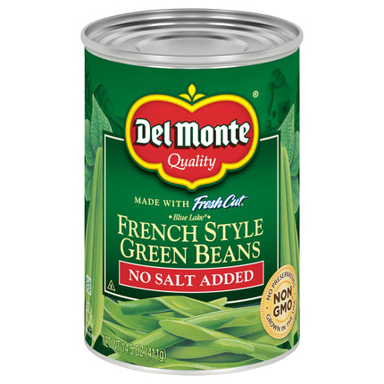 Del Monte Vegetables Fresh Cut French Style Green Beans No Salt Added - 14.5 OZ 24 Pack