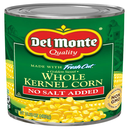 Del Monte Vegetables Fresh Cut Whole Kernel Corn No Salt Added - 15.25 OZ 24 Pack