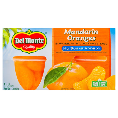 Del Monte Fruit Cups Mandarin Oranges No Sugar Added 16 OZ Pack 16 OZ Pack
