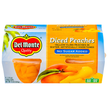 Del Monte Fruit Cups Diced Peaches No Sugar Added - 15 OZ 6 Pack