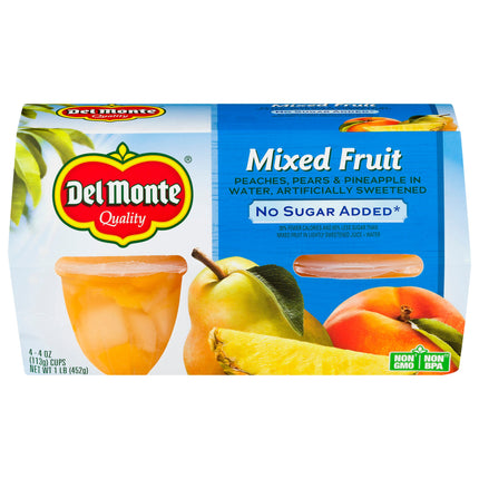 Del Monte Fruit Cups Mixed No Sugar Added - 16 OZ 6 Pack