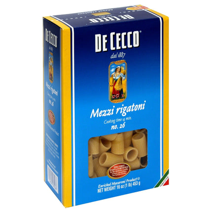 Dececco Mezzi Rigatoni Pasta - 16 OZ 12 Pack