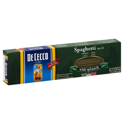 Dececco Spinach Spaghetti Pasta - 12 OZ 12 Pack