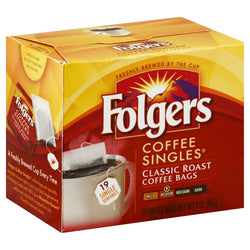 Folgers Coffee Bags Singles Classic Roast - 3 OZ 12 Pack
