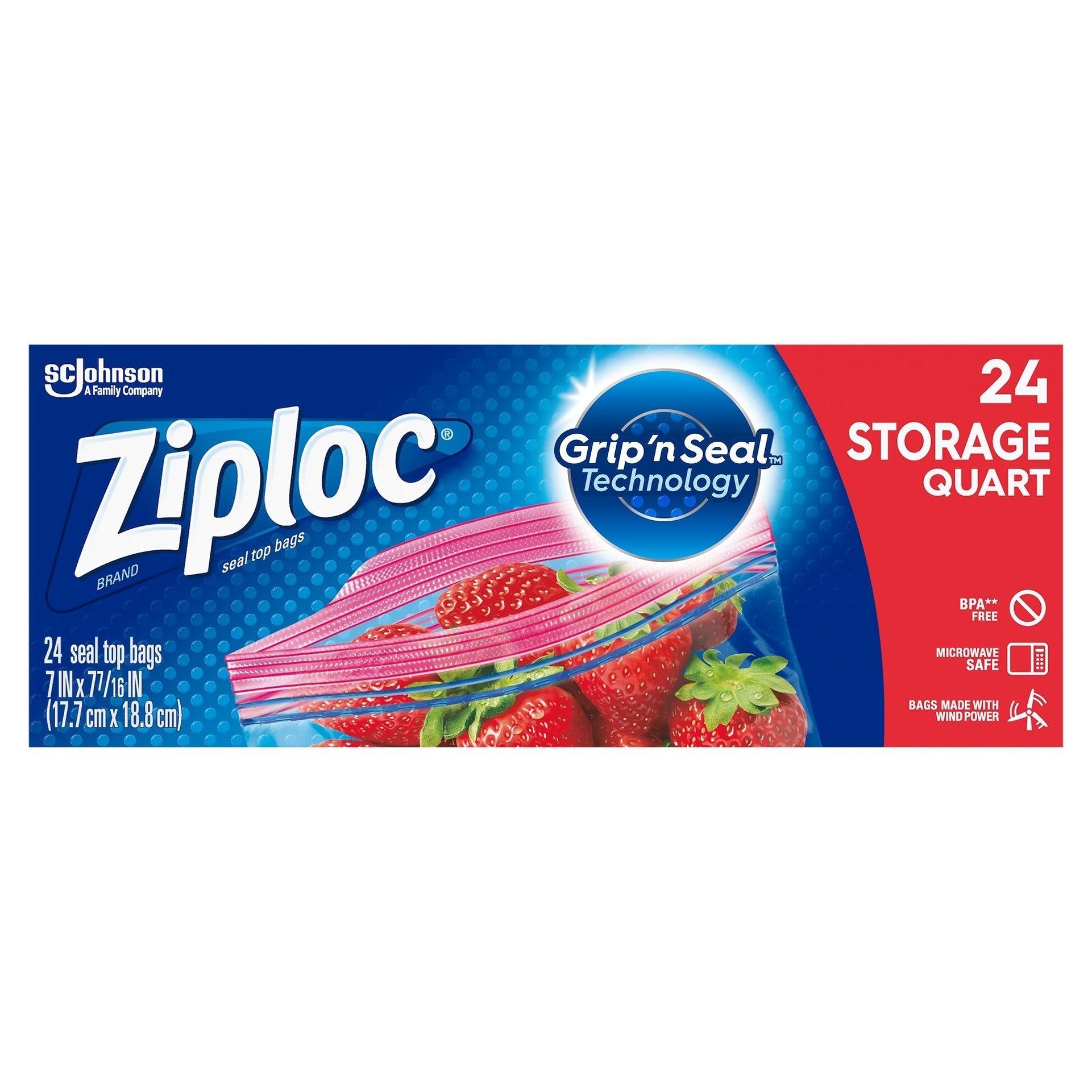 Ziploc® Brand Storage Quart Bags, Plastic Storage Bags for Food