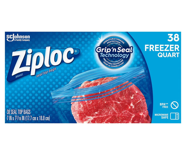 Ziploc Freezer Quart Bags 38 Ct., Food Storage & Plastic Wrap, Household