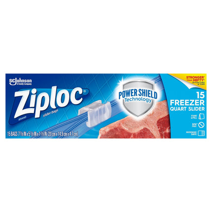 Ziploc Storage Bags Freezer Ez Zip Quart - 15 CT 12 Pack
