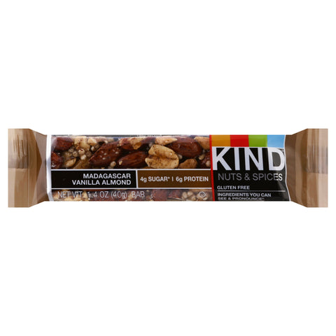 Kind Nuts & Spices Madagascar Vanilla Almond Bar - 1.4 OZ 12 Pack