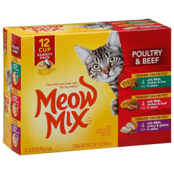 Meow Mix Cat Food Can Market Select Beef & Poultry In Gravy Variety - 33 OZ 4 Pack