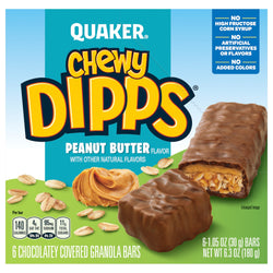 Quaker Bar Granola Chewy Dipps Peanut Butter - 6.3 OZ 12 Pack