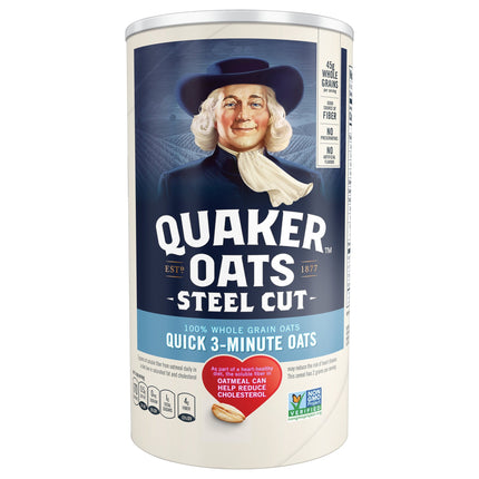 Quaker Steel Cut Quick 3 Minute Oats - 25 OZ 12 Pack