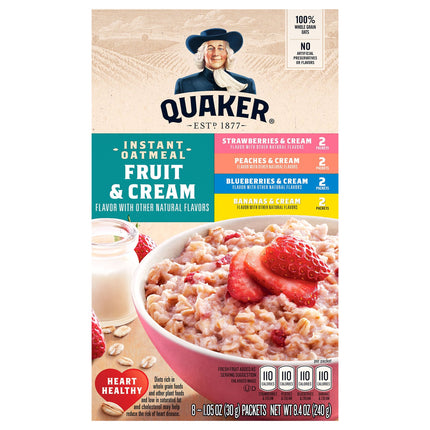 Quaker Instant Oatmeal Fruit & Cream - 8.4 OZ 12 Pack