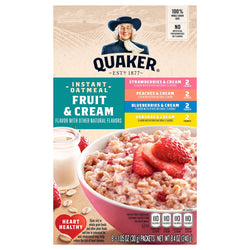 Quaker Instant Oatmeal Fruit & Cream - 8.4 OZ 12 Pack