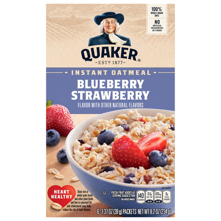 Quaker Instant Oatmeal Blueberry Strawberry - 8.2 OZ 6 Pack