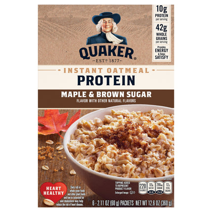 Quaker Protein Instant Oatmeal Maple & Brown Sugar - 12.6 OZ 6 Pack