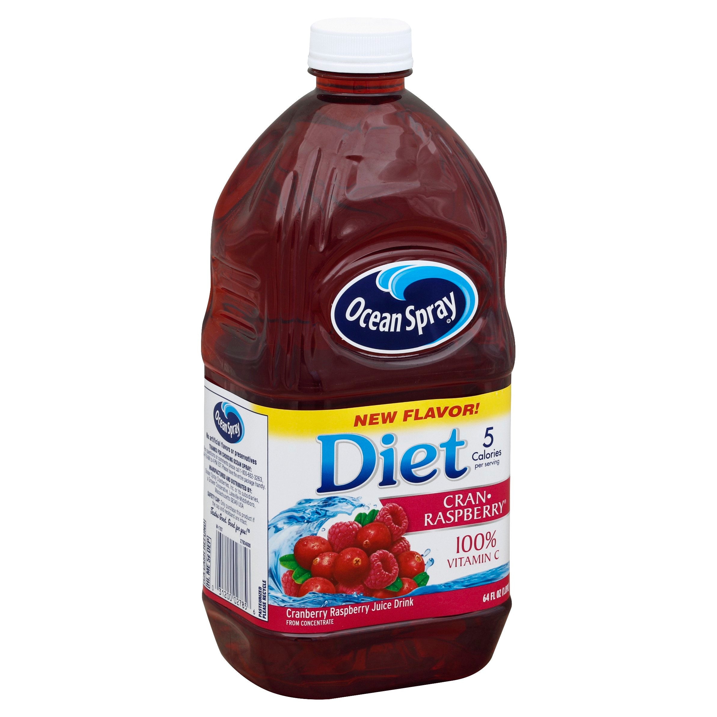 Ocean Spray Diet Cran Raspberry 100% Juice Vitamin C - 64 FZ 8 Pack ...
