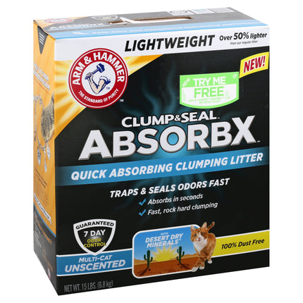 Arm & Hammer Clump & Seal Absorbx Multi-Cat Unscented Litter - 15 LB 1 Pack