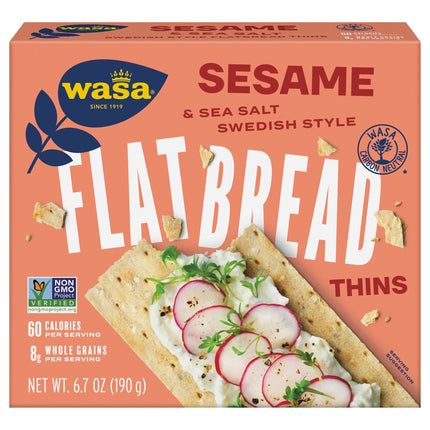 Wasa Sesame & Sea Salt Flatbread Thins - 6.7 OZ 10 Pack