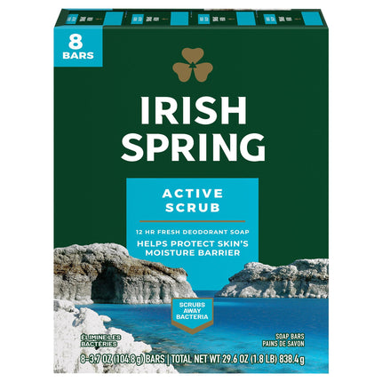 Irish Spring Soap Bar Active Scrub - 30 OZ 9 Pack