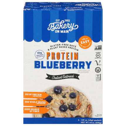 Bakery On Main Protein Blueberry Instant Oatmeal - 9.5 OZ 6 Pack