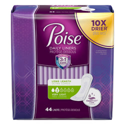 Poise Pantiliner Very Light Long - 44 CT 6 Pack