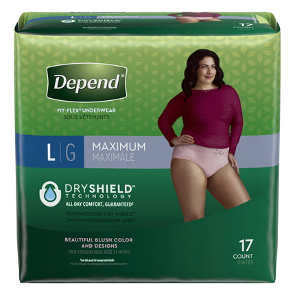 Depend Fit-Flex Underwear For Women Large Maximum Absorbency - 17 CT 2 Pack
