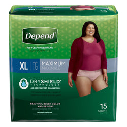 Depend Fit-Flex Underwear For Women Extra Large Maximum Absorbency - 15 CT 2 Pack