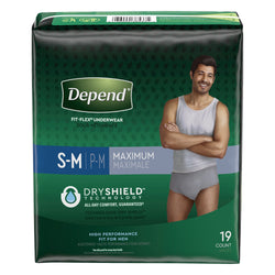 Depend Fit-Flex Underwear For Men Small/Medium Maximum Absorbency - 19 CT 2 Pack