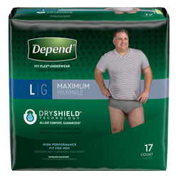Depend Fit-Flex Underwear For Men Large Maximum Absorbency - 17 CT 2 Pack