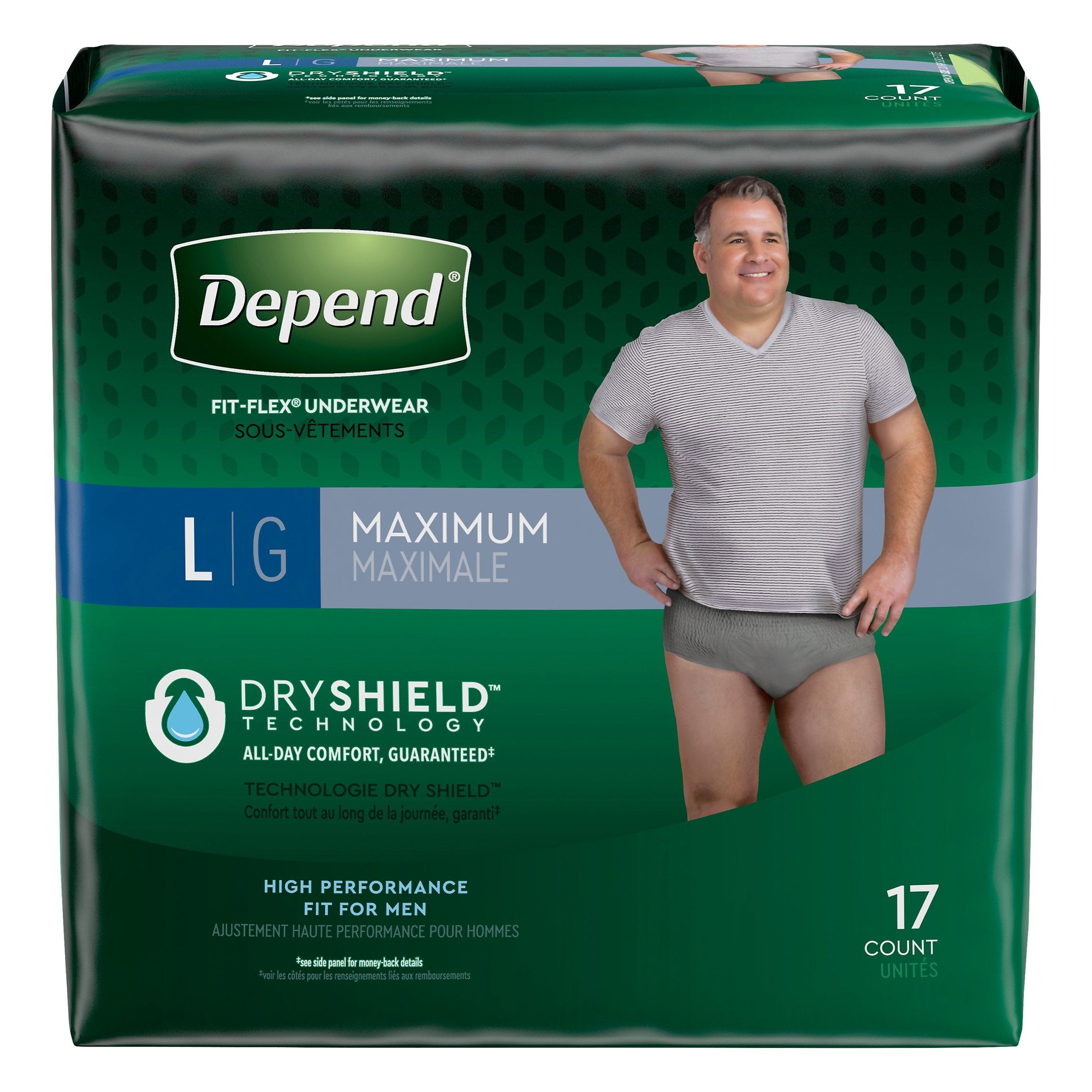Depend Fit-Flex Underwear For Men Large Maximum Absorbency - 17 CT 2 P –  StockUpExpress