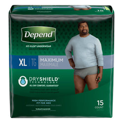 Depend Fit-Flex Underwear For Men Extra Large Maximum Absorbency - 15 CT 2 Pack