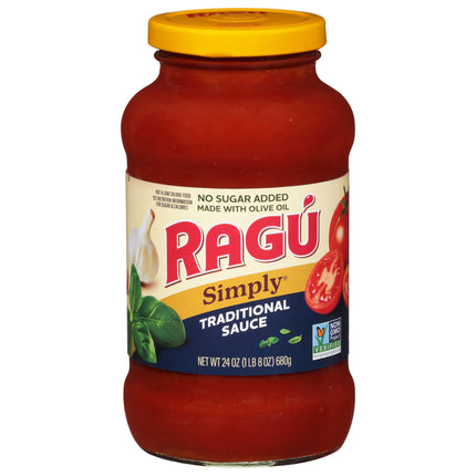 Ragu Simply No Sugar Added Traditional Pasta Sauce - 24 OZ 6 Pack