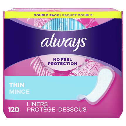 Always Thin Liners - 120 CT 6 Pack