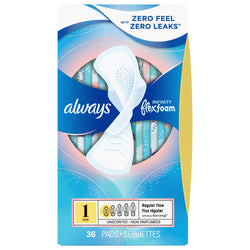 Always Infinity Flex Foam Regular Pads With Wings Size 1 - 36 CT 6 Pack