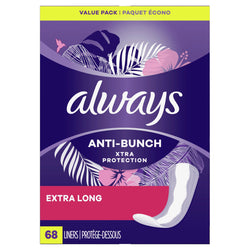 Always Extra Long Anti-Bunch Liners - 68 CT 4 Pack