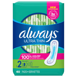 Always Ultra Thin Long Super Pads Size 2 - 40 CT 3 Pack